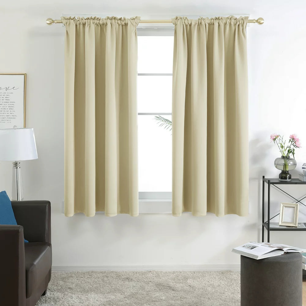 Deconovo Rod Pocket Blackout Curtains Thermal Insulated Curtains Room Darkening Curtains for Living Room Beige 42W X 54L Inch 2 Panels