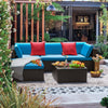 LACOO 5 Pieces Patio Sectional Set PE Rattan All-Weather Conversation Set with Table Blue 83" L X 55" W X 25" H