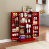 HOMEFORT 41" Kitchen Pantry, Farmhouse Pantry Cabinet, Storage Cabinet with Doors and Adjustable Shelves (Red)