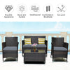 Costway 8PCS Rattan Patio Furniture Set Cushioned Sofa Chair Coffee Table Garden Grey