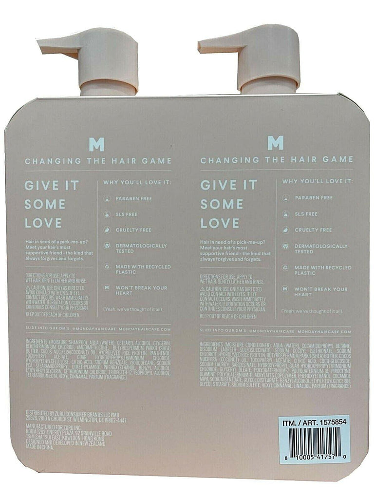 Monday Moisture Shampoo & Conditioner 2 Pack 30Oz for Dry & Damaged Hair