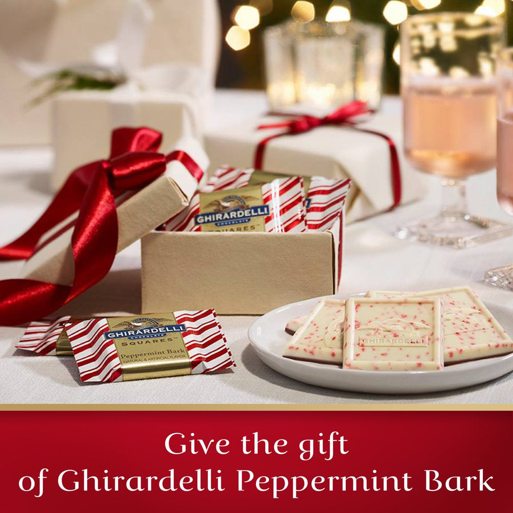 GHIRARDELLI Dark Chocolate Peppermint Bark Chocolate Squares, Layered Dark Chocolate and White Chocolate Candy, 7.7 Oz Bag