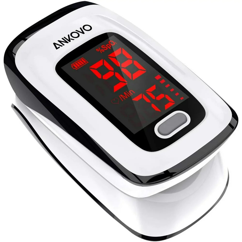 ANKOVO Fingertip Pulse Oximeter with Batteries&Lanyard, Bar Graphs, Heart Rate Monitor（Ship in Random Colors）