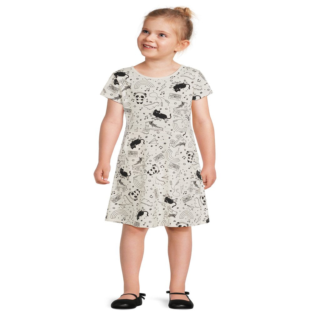 Wonder Nation Girls Short Sleeve Play Dress, 3-Pack, Sizes 4-18 & Plus