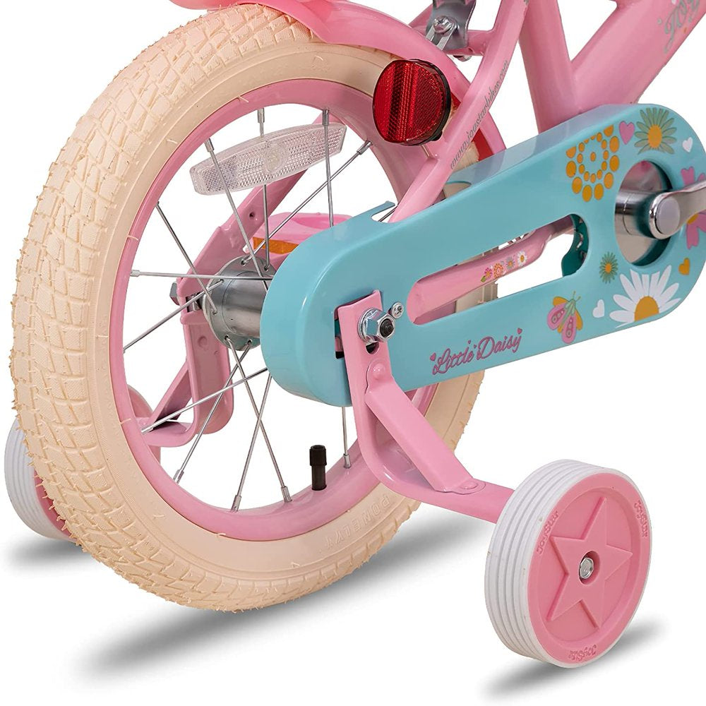 JOYSTAR Little Daisy 12 Inch Kids Bike for 2 3 4 Years Girls with Training Wheels Princess Kids Bicycle with Basket Bike Streamers Toddler Cycle Bikes Pink