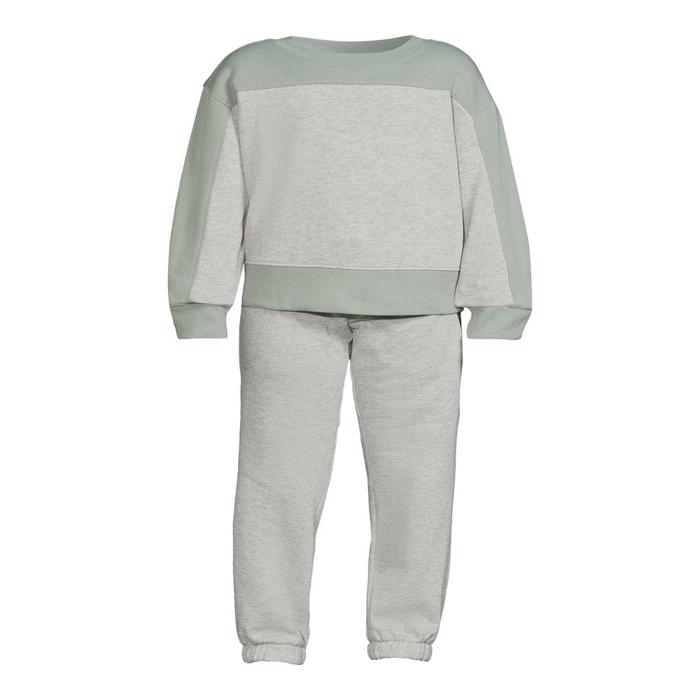 Athletic Works Girls’ Fleece Sweatshirt and Sweatpants Set, 2-Piece, Sizes 4-18 & Plus