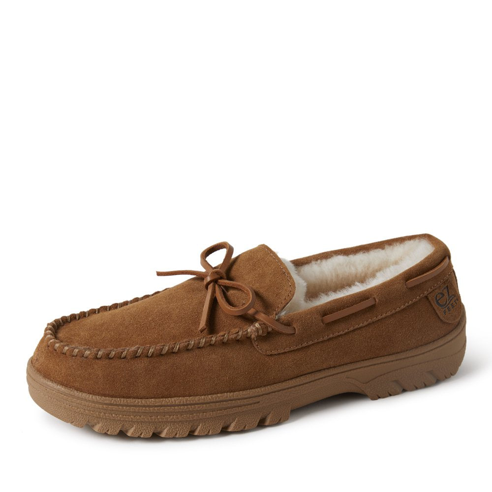 EZ Feet by Dearfoams Genuine Suede and Shearling Wool Moccasin