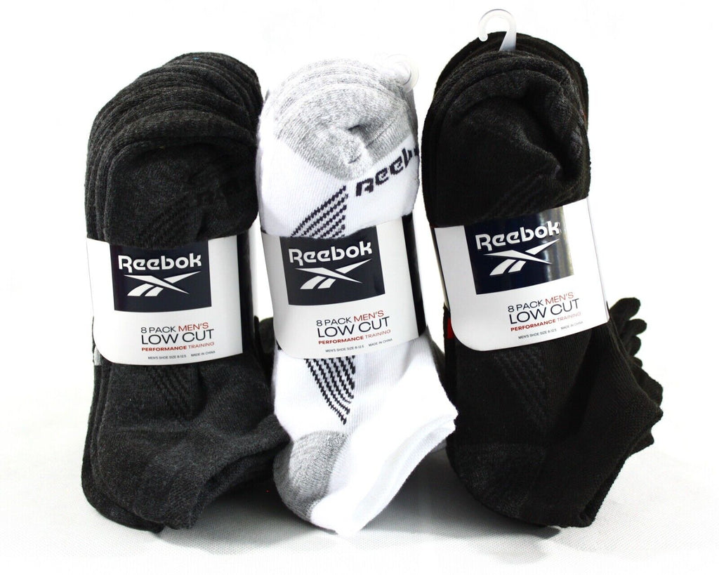 8 Pack Reebok Men'S Low Cut Performance Training Socks Size:6-12.5 Free Shipping