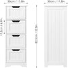 Homfa Modern Bathroom Floor Cabinet with 4 Drawers, Free Standing Medicine Cabinet Storage Organizer Unit for Living Room Bedroom, White