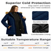 Wantdo Women'S plus Size Puffer Coats Quilted Puffer Jackets Waterproof Snow Coats Navy XL