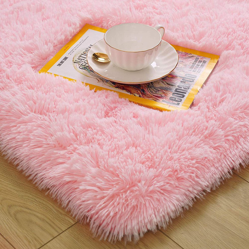 Noahas Soft Fluffy Area Rug for Living Room Bedroom Shaggy Accent Carpets for Kids Girls Rooms Pink, 5 X 8 Feet