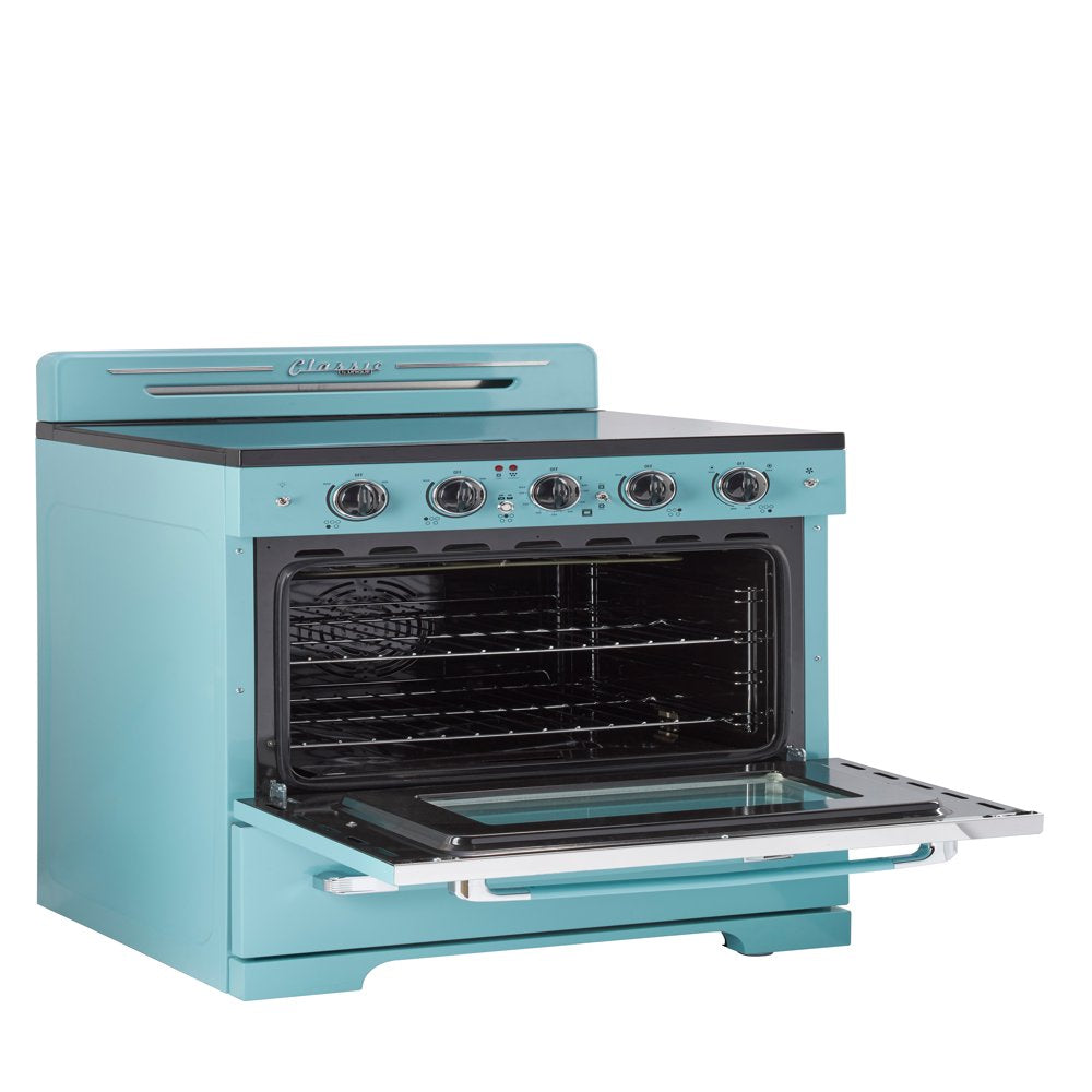 Unique Classic Retro 30" 3.9 Cu/Ft Freestanding 5-Element Electric Range with Convection Oven in Ocean Mist Turquoise