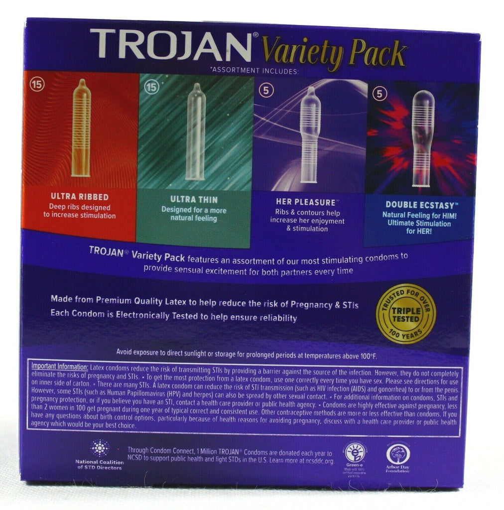 Trojan Variety Pack 40 Assorted Premium Latex Condoms Free Shipping Exp. 11/2025