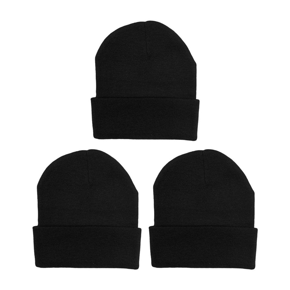 Empire Cove Cuffed Knit Beanie 3 Pack Set Black