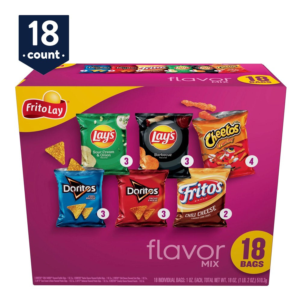 Frito-Lay Flavor Mix Variety Snack Pack, 18 Count