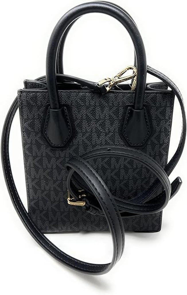 Michael Kors Womens Mercer Extra-Small Pebbled Leather Crossbody Bag Black Signature 35T1GM9C0I-001