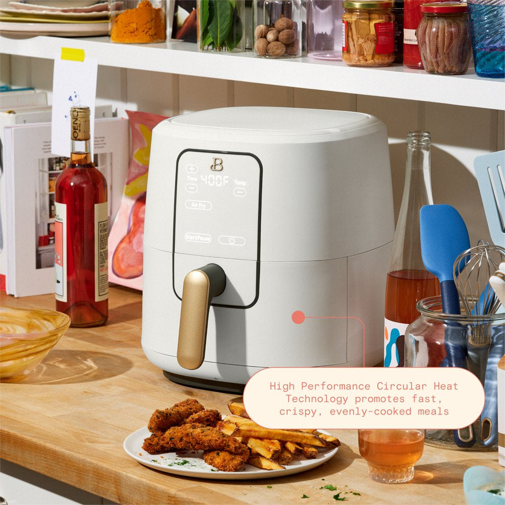 Beautiful 6-Quart Air Fryer with Turbocrisp Technology and Touch-Activated Display, White Icing by Drew Barrymore