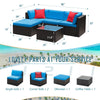 LACOO 5 Pieces Patio Sectional Set PE Rattan All-Weather Conversation Set with Table Blue 83" L X 55" W X 25" H