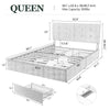 Amolife Queen Size Platform Bed Frame with Headboard and 4 Storage Drawers, Button Tufted Style, Light Grey, Mattress Not Included