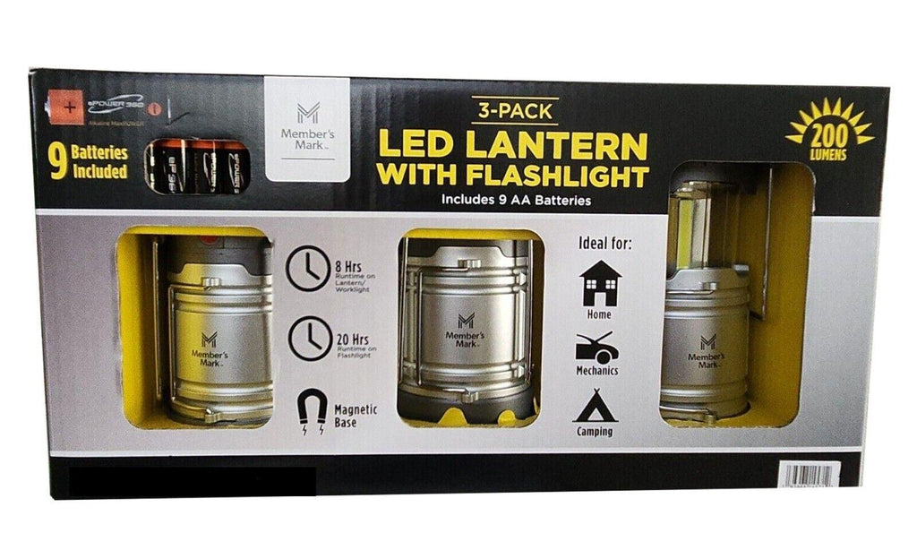 Member'S Mark Magnetic Collapsible Camping Lantern Flashlight Emergency Flasher