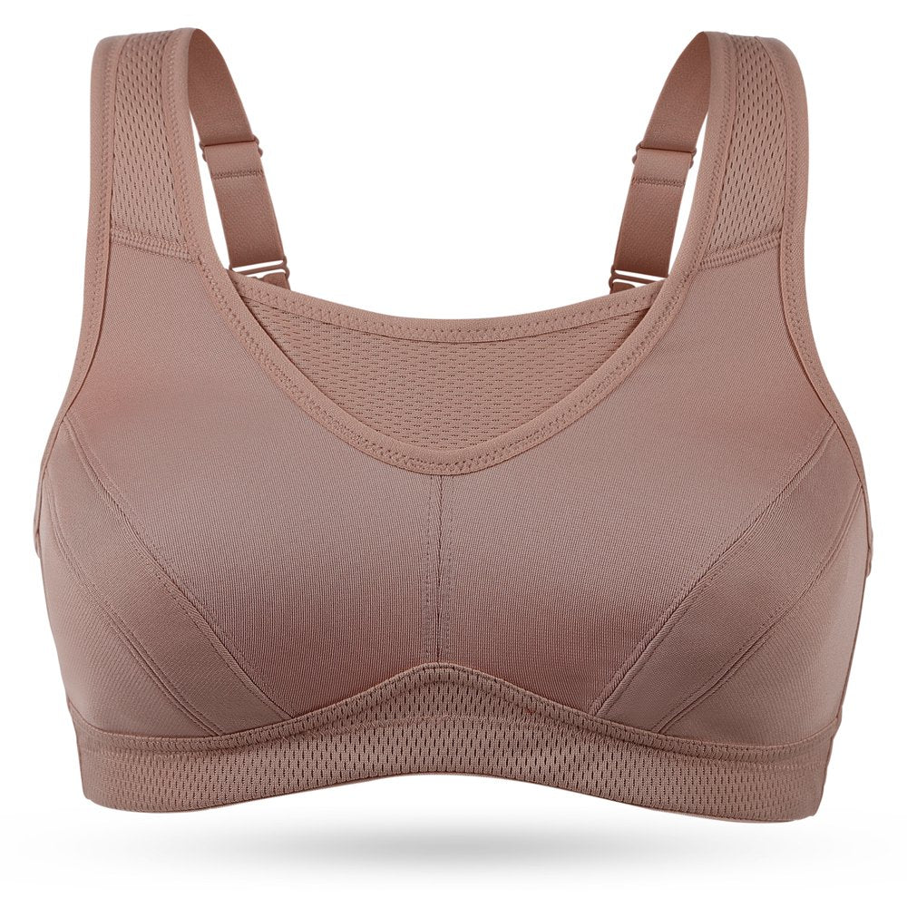 Wingslove Women'S High Support Sports Bra plus Size High Impact Wireless Full Coverage Non Padded Bounce Control, Amber 42G