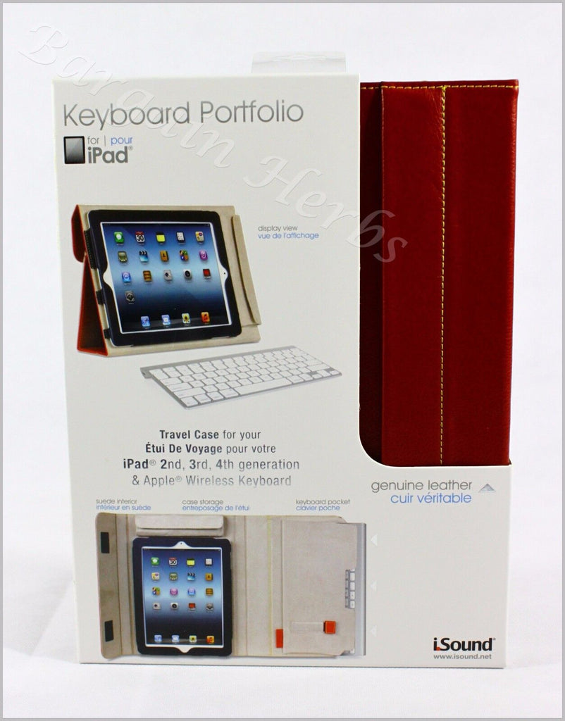 Isound New Genuine Leather Ipad And/Or Ipad Keyboard Portfolio Free Shipping Red