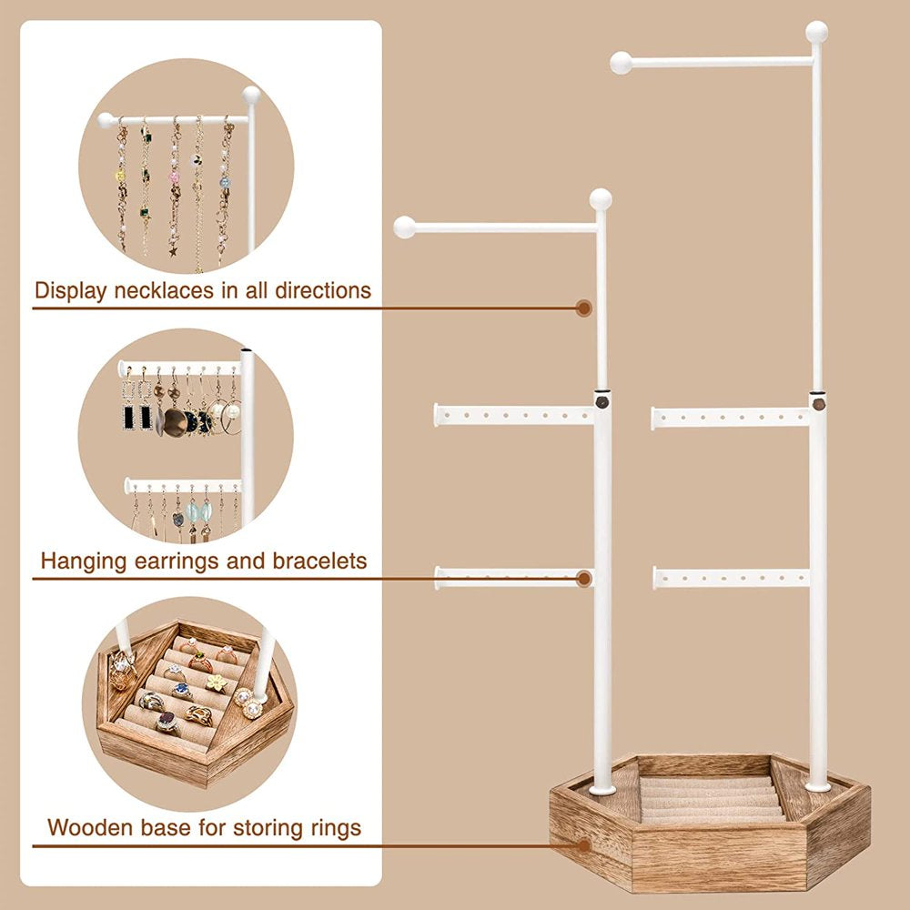 Sfugno Jewelry Organizer Stand - 6 Tier Jewelry Holder with Adjustable Height Necklace Holder Organizer Display & Storage for Earrings Ring Bracelet