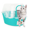 Petfamily Extra Large Cat Litter Box, Color Teal, Jumbo Hooded, 24.8 X 20 X 16.5 In