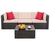 Lacoo 4 Pc Outdoor Patio Sectional Set , Brown Wicker with Cushion