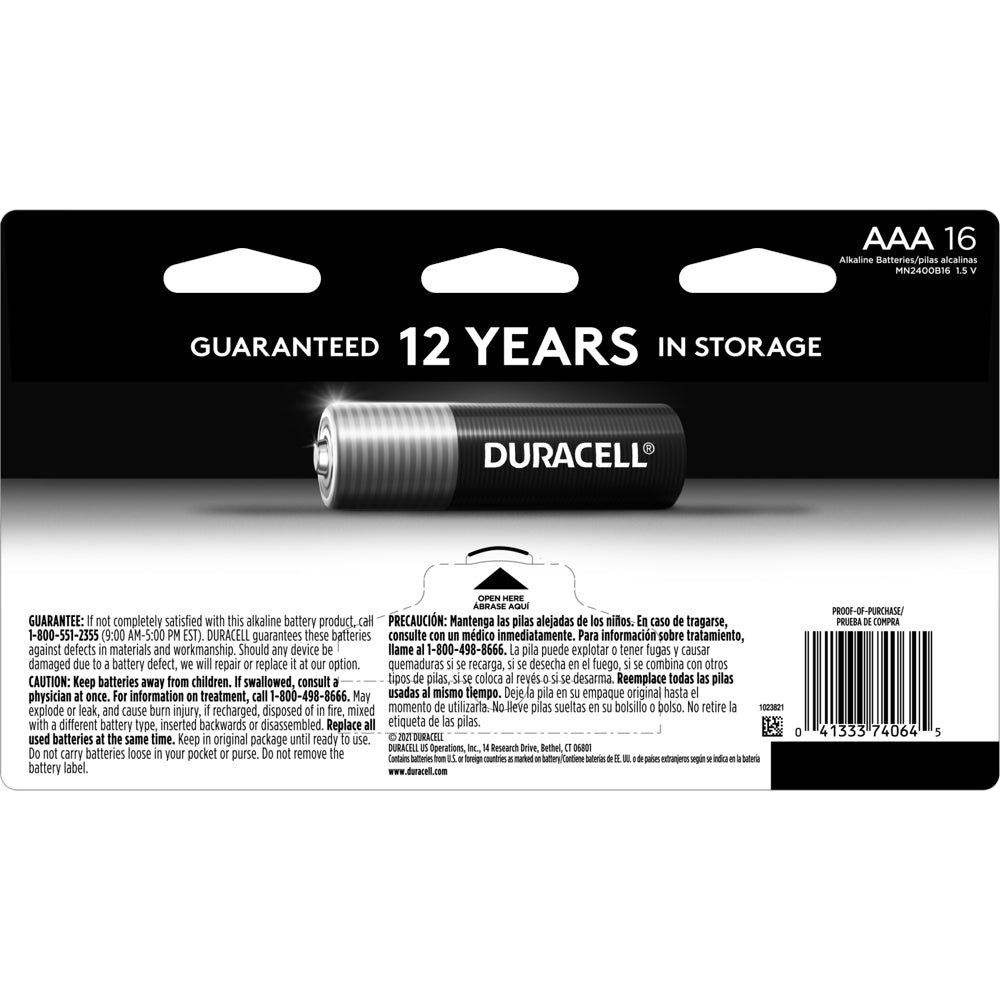 Duracell Coppertop AAA Battery with POWER BOOST™, 16 Pack Long-Lasting Batteries