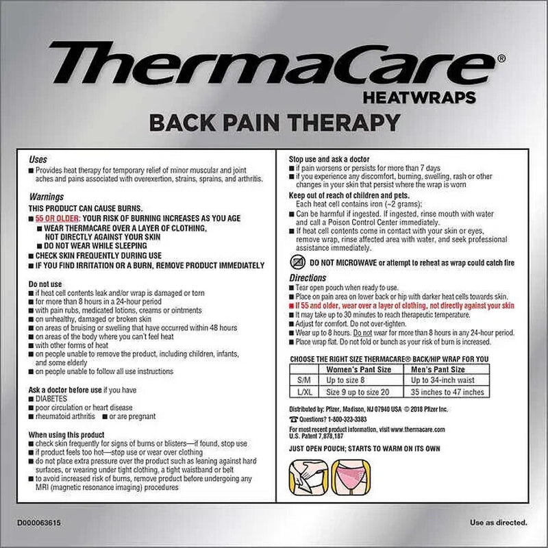 Thermacare Lower Back & Hip LXL, 10 Heatwraps