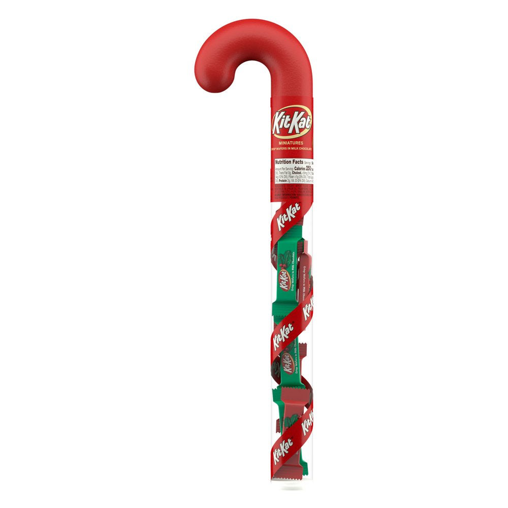 Kit Kat® Miniatures Milk Chocolate Wafer Christmas Candy, Plastic Cane 1.8 Oz