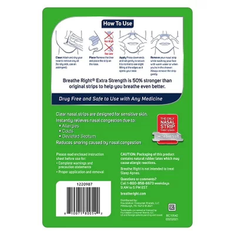 Breathe Right Nasal Strips, Extra Strength Clear, Help Stop Snoring, for Sensitive Skin (72 Ct.)