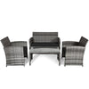 Costway 4PCS Patio Rattan Furniture Set Conversation Glass Table Top Sofa Cushioned, Black