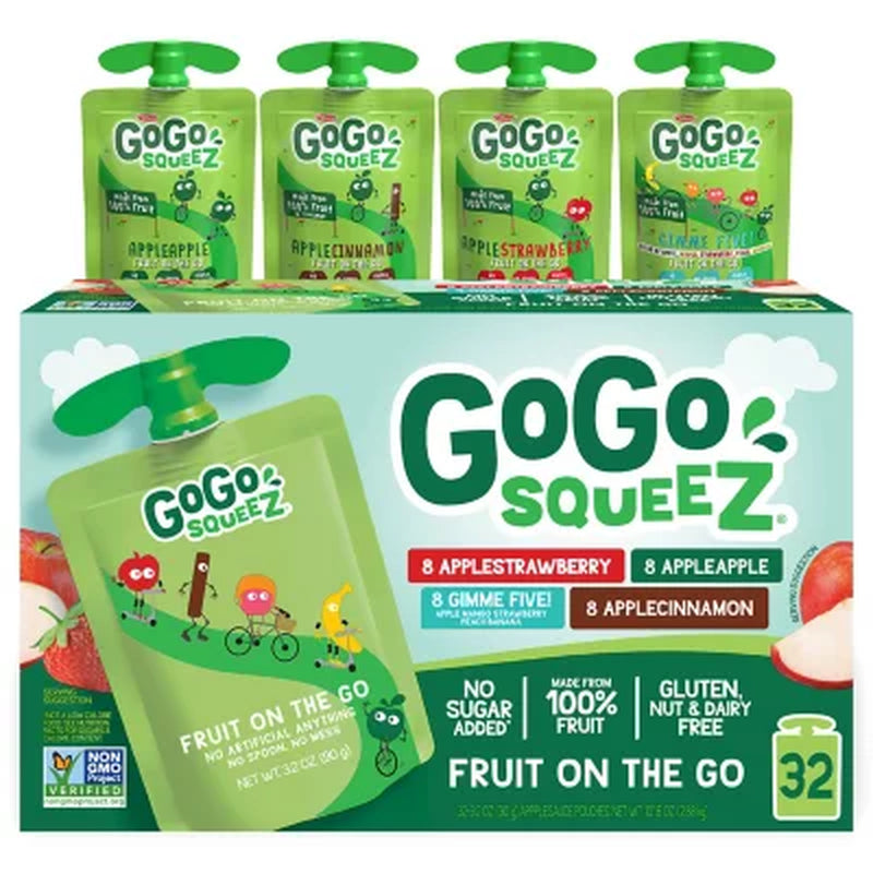 Gogo Squeez Applesauce, Apple, Cinnamon, Strawberry and GIMME Five (3.2 Oz., 32 Ct.)