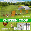 SINGES Large Metal Chicken Coop, 130''X40'' Chicken Cage Hen House with Waterproof Cover