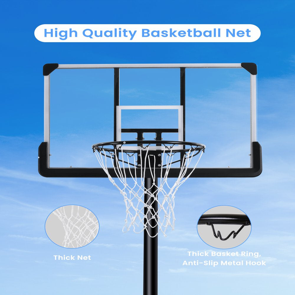 Portable Basketball Hoop Goal Basketball Hoop System Height Adjustable 7 Ft. 6 In. - 10 Ft. with 44 Inch Indoor Outdoor PVC Backboard Material