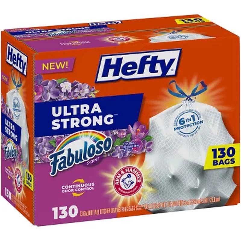 Hefty Ultra Strong Kitchen Drawstring Trash Bags, Fabuloso Scent (13 Gal., 130 Ct.)