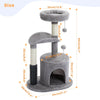 PAWZ Road 32.7" Cat Tree Small Cat Tower Kitten Scratching Posts Condo with Sefl-Grooming Toy, Gray