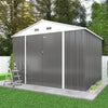 Patiowell Size Upgrade 10 X 8 Ft. Outdoor Storage Metal Shed with Sloping Roof and Double Lockable Door, Gray