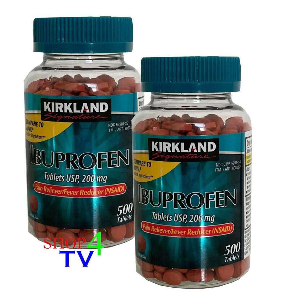 NEW ! Kirkland Signature Ibuprofen Tablets 200Mg /1000 Tablets 🏃 Pack of 2 Jars