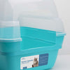 Petfamily Extra Large Cat Litter Box, Color Teal, Jumbo Hooded, 21.60 X 17.80 X 17.30 In