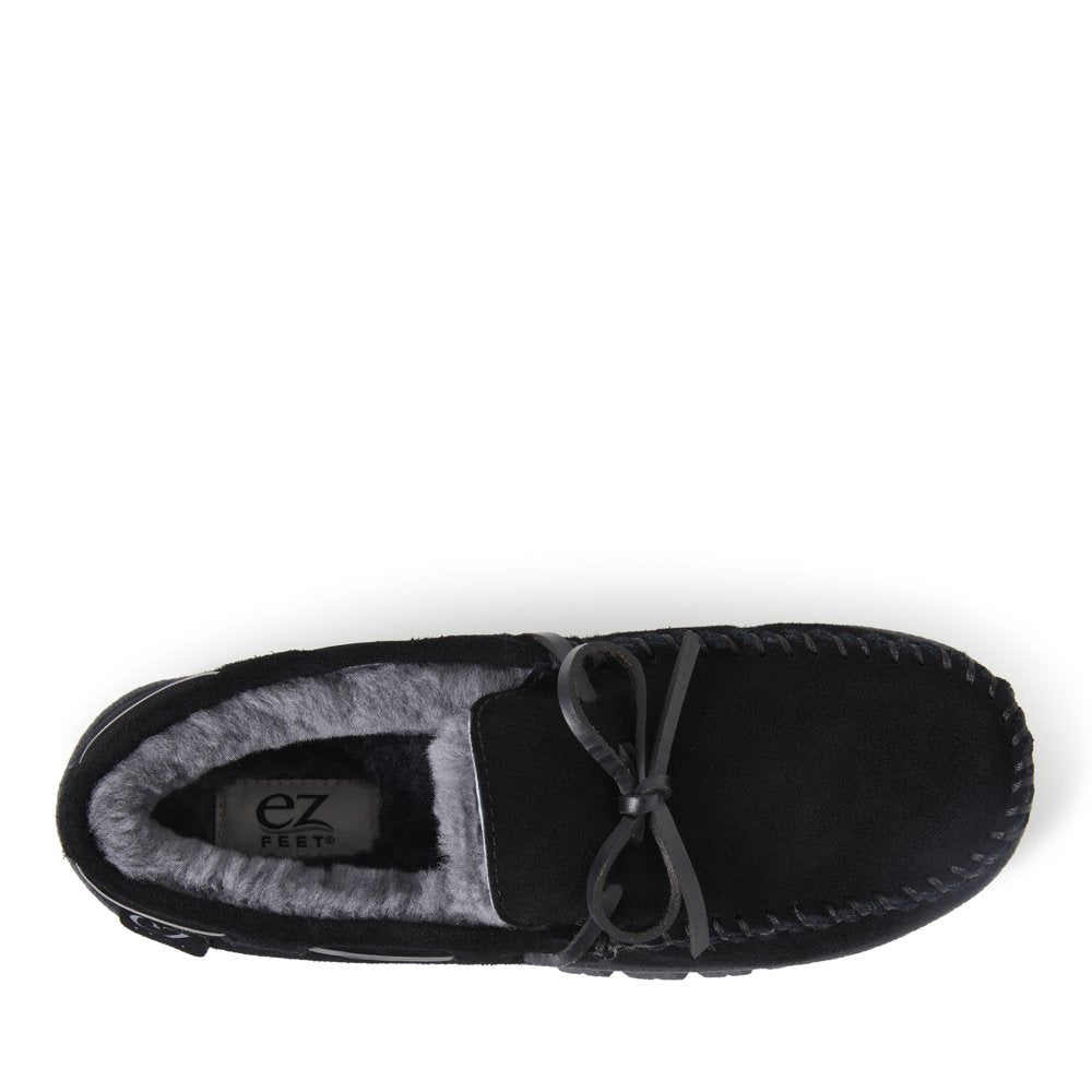 EZ Feet by Dearfoams Genuine Suede and Shearling Wool Moccasin