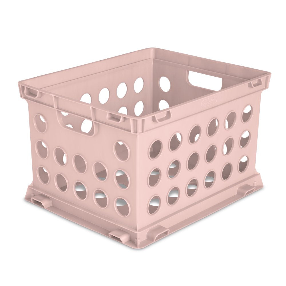 Sterilite File Crate Plastic, Blush Pink