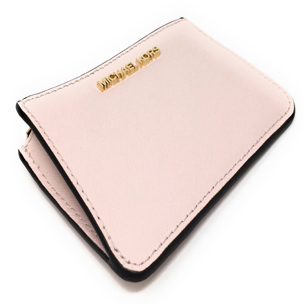 Michael Kors Womens Jet Set Travel Small Top Zip Coin Pouch with Id Holder in Saffiano Leather (Powder Blush)