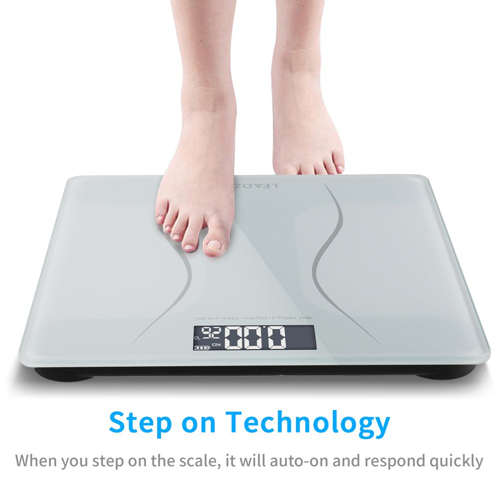 Ktaxon Bathroom Weight Scale, Highly Accurate Digital Bathroom Body Scale, Measures Weight up to 180Kg/396 Lbs., White