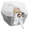 Petfamily Extra Large Cat Litter Box, Color Grey, Jumbo Hooded, 21.60 X 17.80 X 17.30 In