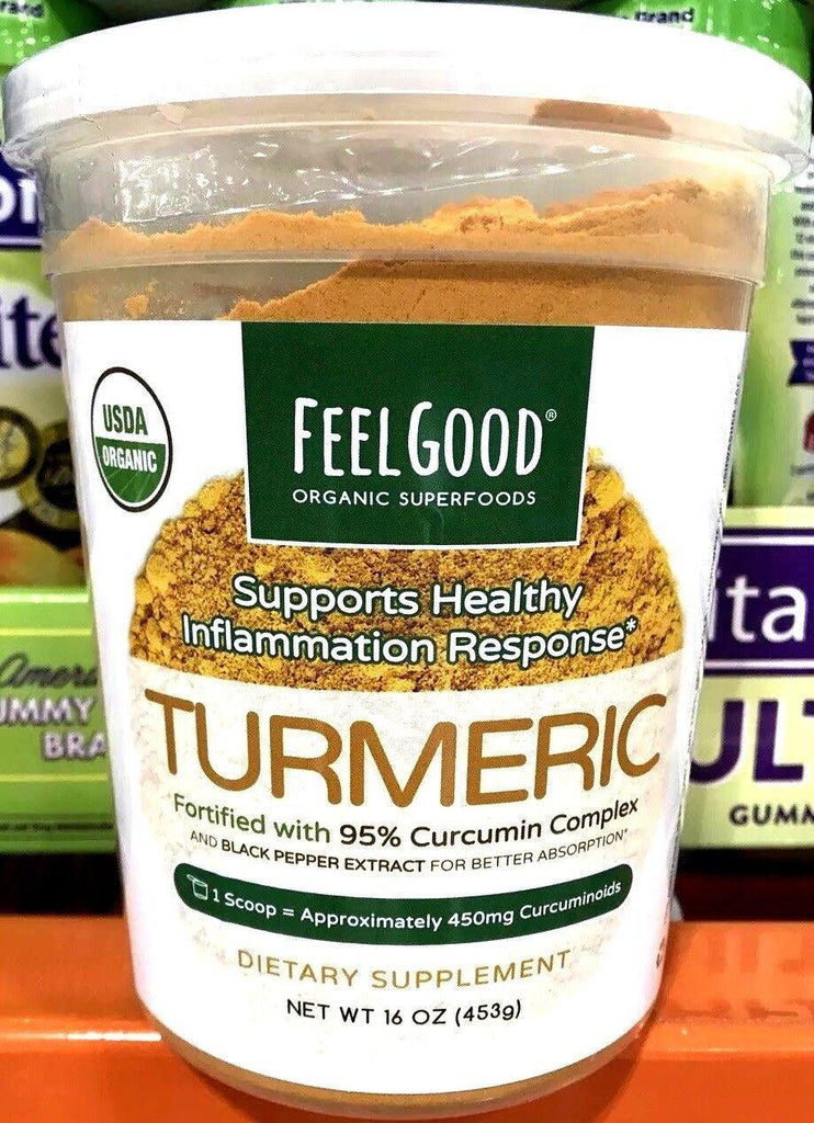 Feel Good USDA Organic Turmeric Powder Superfoods Supports Healthy 16 Oz