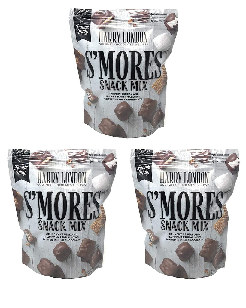 Harry London Gourmet Chocolates Smores Snack Mix - Pack of 3 Bags - 54 Oz Total - Crunchy Cereal and Fluffy Marshmallows Coated in Milk Chocolate - Comes in Resealable Bags (3 Bags, 54 Oz Total)