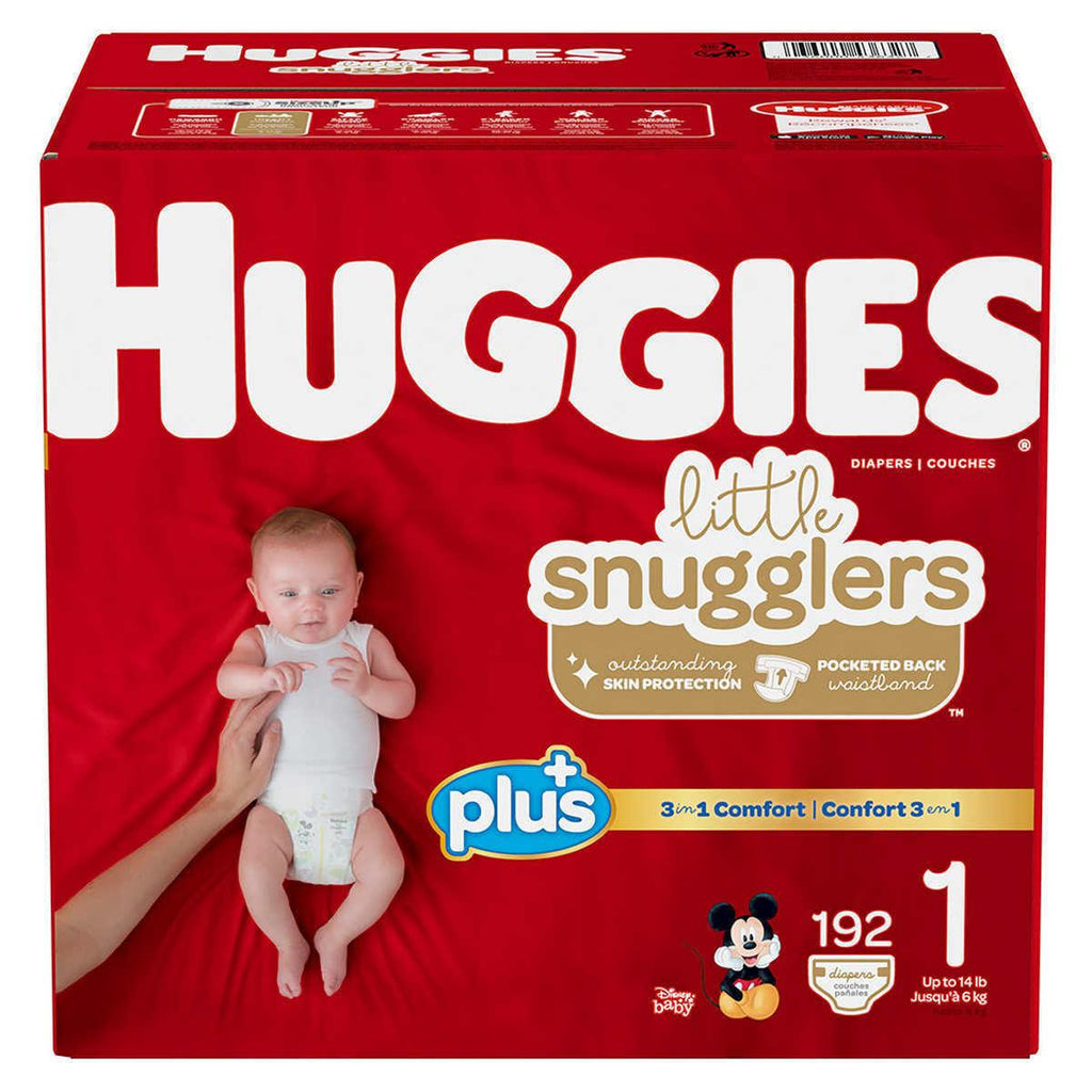 Huggies Little Snugglers Baby Diapers, Size 1: up to 14Lbs, 192Ct CWS